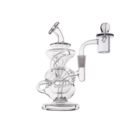 MJ Arsenal Infinity Mini Dab Rig in Clear Borosilicate Glass with Recycler Design - Front View