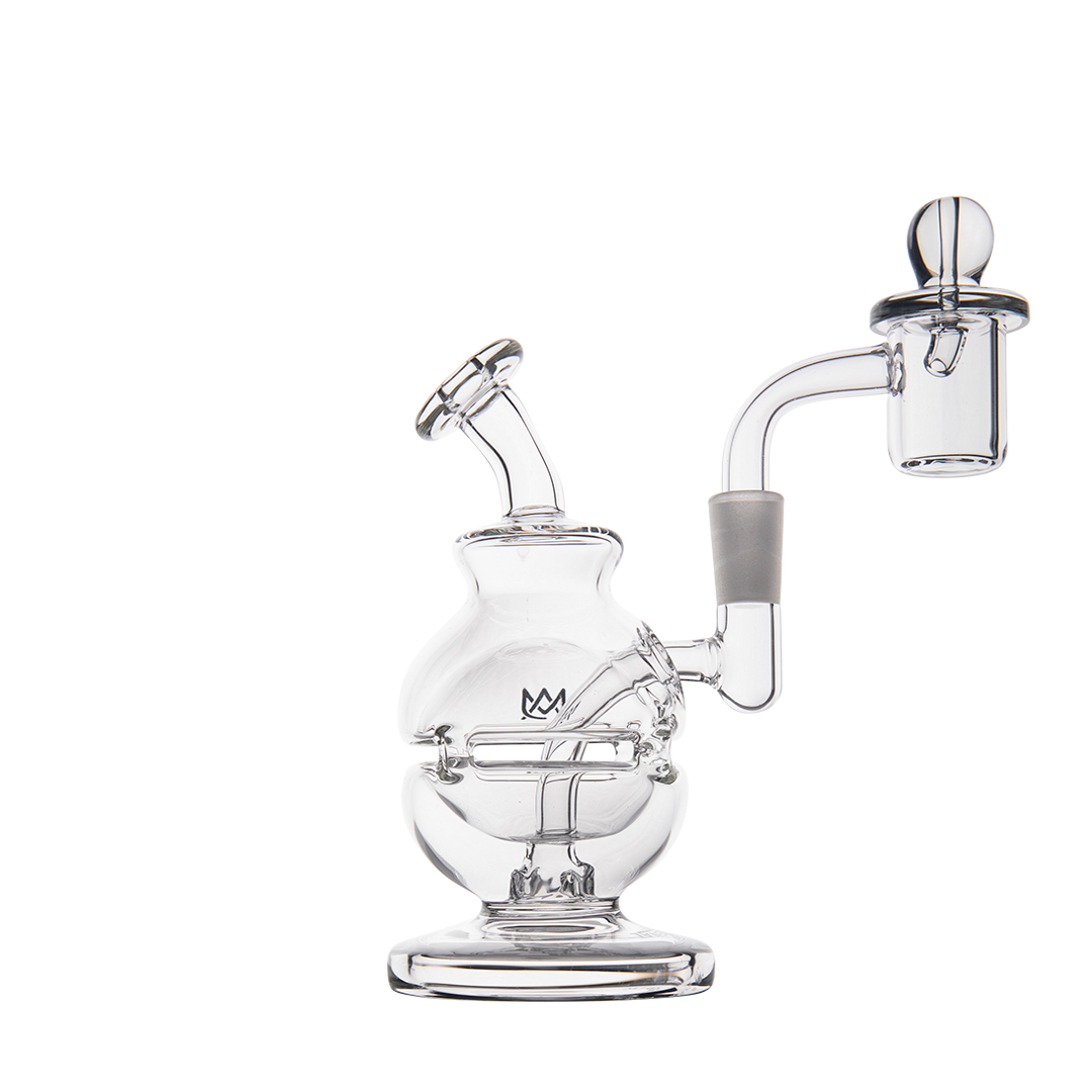 MJ Arsenal Royale Mini Dab Rig with Quartz Bucket and Dual Filtration, Compact 5" Size, Front View