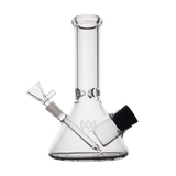 MJ Arsenal Cache Bong in clear borosilicate glass, compact beaker design with 10mm joint