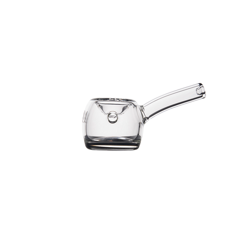 MJ Arsenal Perch Hand Pipe - Clear Glass, Angled Side View on Seamless White Background