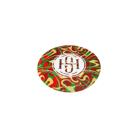 High Society Round Dab Mat with Rasta Colors and Logo - Top View