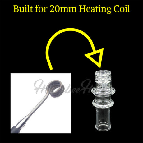 Honeybee Herb Honeycomb Barrel Quartz E-Nail for 20mm Coil, Clear, Side View