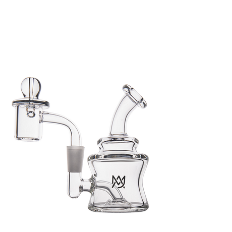 MJ Arsenal Jammer Mini Dab Rig, clear borosilicate glass, 10mm female joint, 4" height, front view