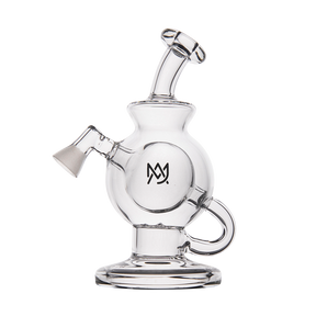 MJ Arsenal Atlas Vape Edition dab rig side view, clear glass with compact design for portability