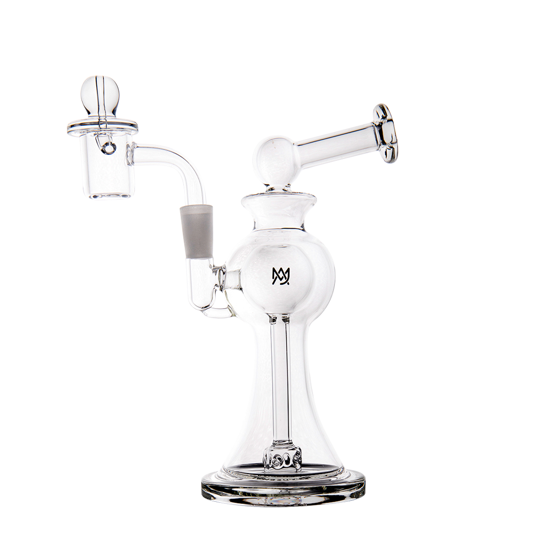 MJ Arsenal Apollo Mini Dab Rig front view, clear borosilicate glass with 10mm female joint