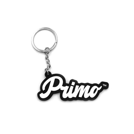 Primo Limited Edition Keychain with black and white logo, front view on white background