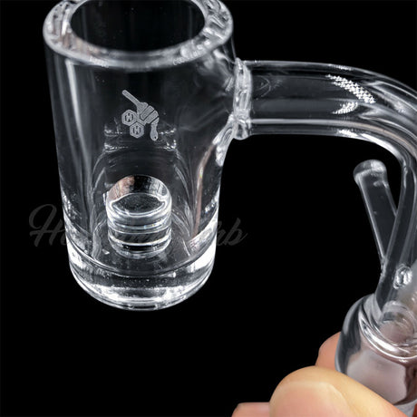 Honeybee Herb Enail Core Reactor Quartz Banger at 90° angle for dab rigs, clear flat top design