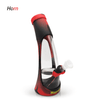Waxmaid Horn Silicone Glass Water Pipe in Black Red, Angled Side View on White Background