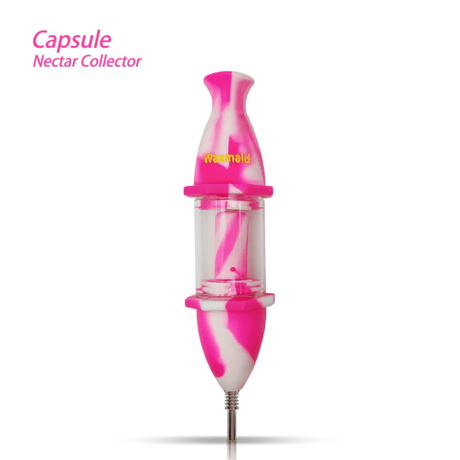 Waxmaid Capsule Pink Cream Nectar Collector, Silicone Glass Hybrid, Front View