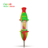 Waxmaid Capsule Nectar Collector in Rasta colors, silicone and glass design, front view on white background
