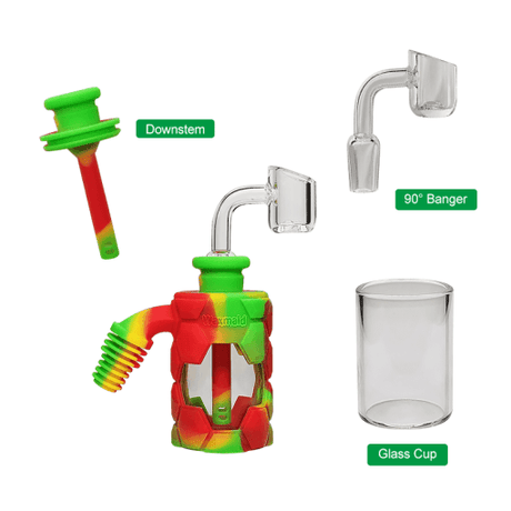 Waxmaid 4.96'' Silicone & Glass Ash Catcher Kit with Downstem and Banger