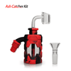Waxmaid 4.96'' Silicone & Glass Ash Catcher Kit in Black Red with Clear Bowl - Front View
