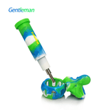 Waxmaid Gentleman 2-in-1 Handpipe & Nectar Collector in vibrant blue and green swirl design