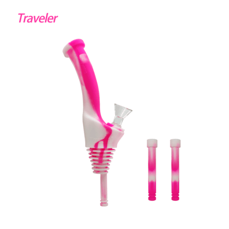 Waxmaid Universal Traveler Water Bottle Pipe in Pink Cream - Portable and Easy to Clean