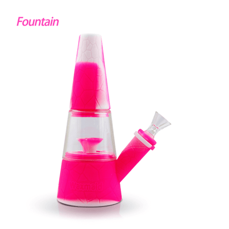 Waxmaid Fountain Silicone Glass Water Pipe in Pink Cream, Angled View