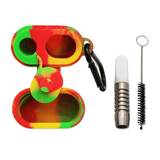 Waxmaid Quick Hit Silicone Dugout in Rasta Colors with One-Hitter and Cleaning Tool