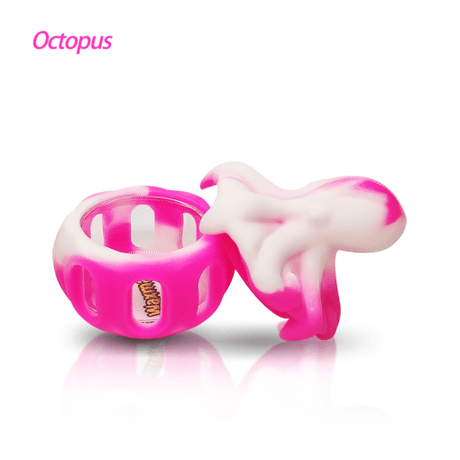Waxmaid Octopus Silicone Concentrate Container in Pink Cream, Angled View