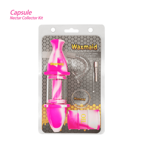 Waxmaid Pink Cream Silicone Glass Nectar Collector Kit Front View on White Background