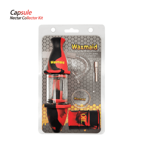 Waxmaid Capsule Nectar Collector Kit in Black Red with Silicone Glass Design