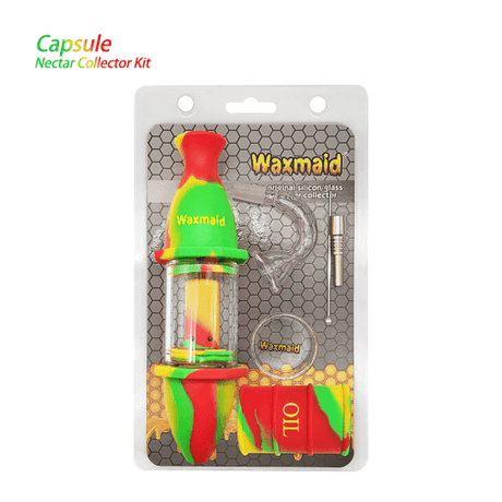 Waxmaid Capsule Nectar Collector Kit in Rasta colors front view on white background