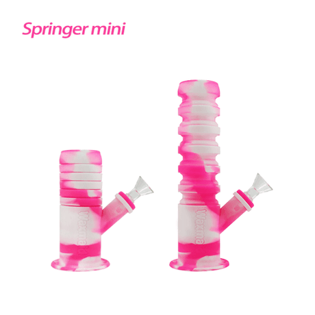 Waxmaid Springer Mini Collapsible Silicone Water Pipe in Pink Cream, Compact and Portable
