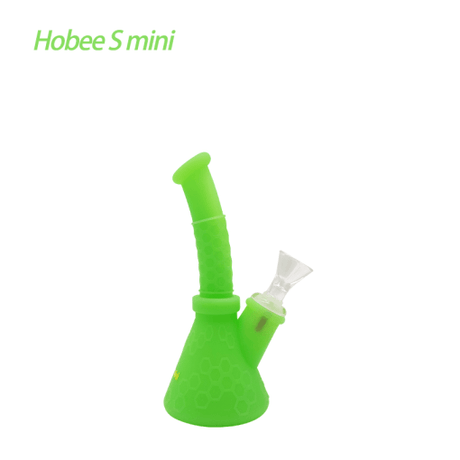 Waxmaid Hobee S Mini Silicone Beaker Water Pipe in GID Green, Angled View