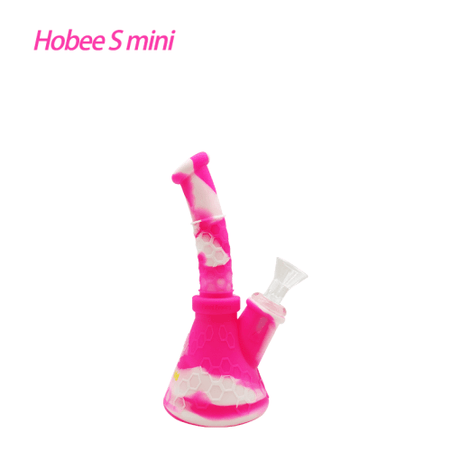 Waxmaid Hobee S Mini Silicone Beaker Water Pipe in Pink Cream - Angled View