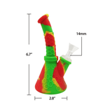 Waxmaid Hobee S Mini Silicone Beaker Water Pipe in Rasta Colors - Front View