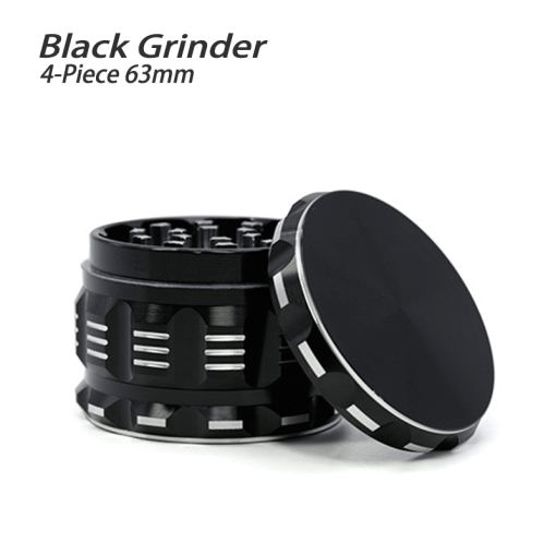 Waxmaid 4-Piece Polygon Herb Grinder in Black, 63mm, Isolated on White