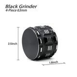 Waxmaid 4-Piece Polygon Herb Grinder in Black, 63mm, Angled Side View