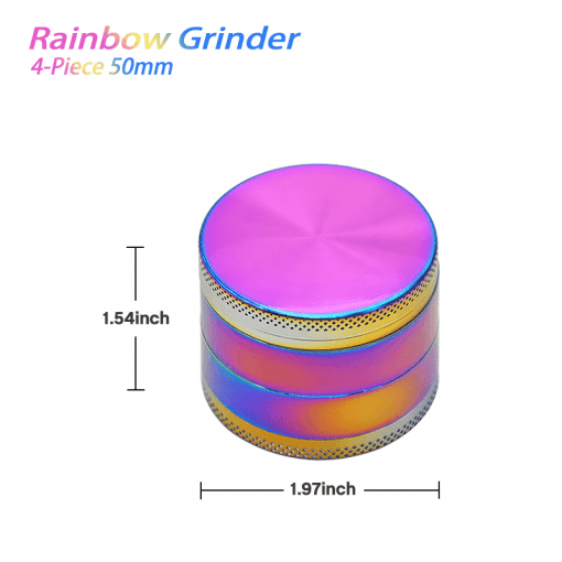 Waxmaid 4-Piece Rainbow Dry Herb Grinder, 50mm, Front View on White Background