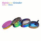 Waxmaid 4-Piece Rainbow Dry Herb Grinder 50mm Opened View with Scraper