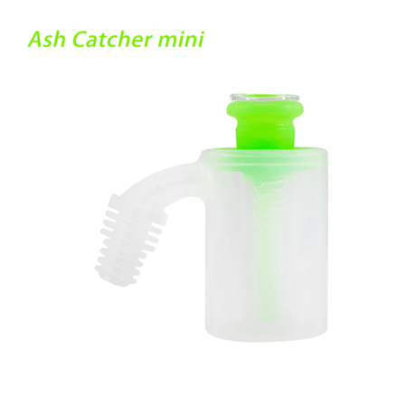 Waxmaid Mini Silicone Ash Catcher in GID Green, durable and easy to clean, front view on white background