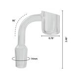 Waxmaid 14mm 90° Quartz Dab Banger - Clear, Side View with Measurements