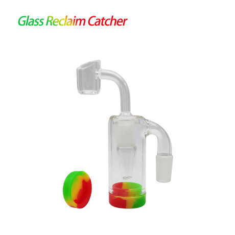Waxmaid 14MM Male Joint 90° Glass Reclaim Catcher with Rasta Color Silicone Container