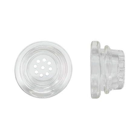 Waxmaid 18mm Glass Bowl Replacement 2 Pack, Top and Side Views on White Background
