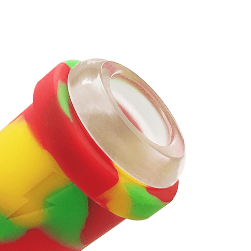 Waxmaid 14mm to 18mm Glass Adapter, Rasta Colors, Angled Close-Up