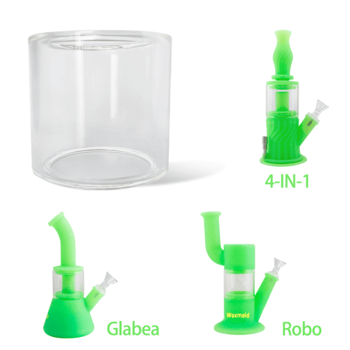 Waxmaid Glass Chamber of 4-IN-1, Robo, Glabea Waterpipes in Green, Isolated View