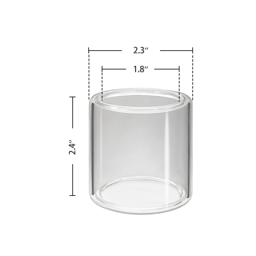 Waxmaid Robo Glabea 4-IN-1 Glass Chamber, Clear, Front View with Dimensions