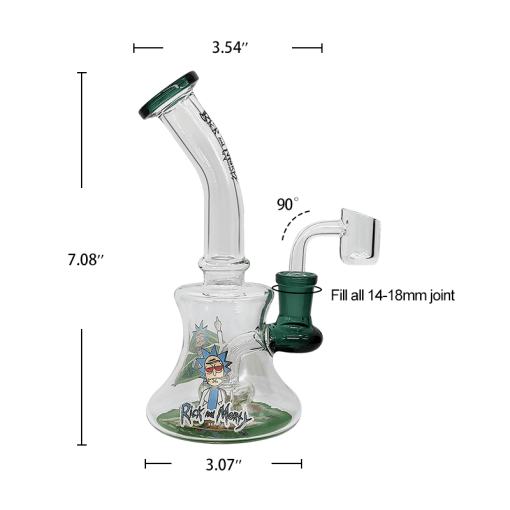 Waxmaid Rick & Morty Decal Dab Rig with clear glass and angled neck