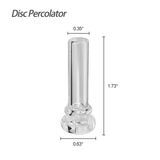 Waxmaid Dabber Dab Rig with Disc Percolator, Clear Glass, Front View with Dimensions