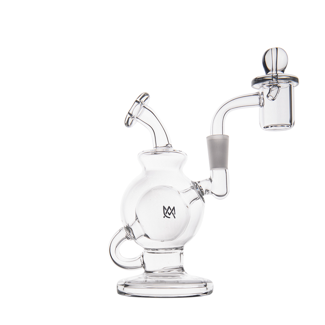 MJ Arsenal Atlas Mini Dab Rig with Double Ball Design and Honeycomb Percolation, Side View