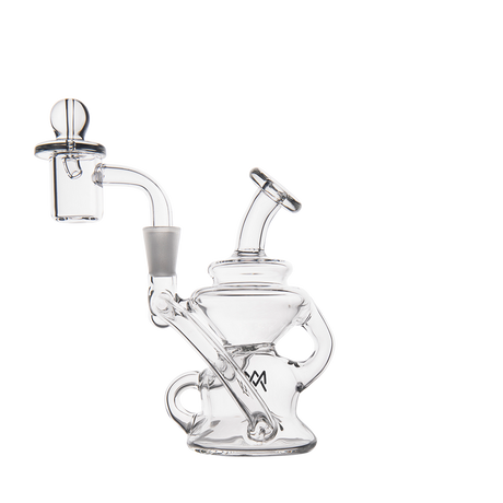MJ Arsenal Hydra Mini Dab Rig with Banger Hanger, Clear Borosilicate Glass, Side View