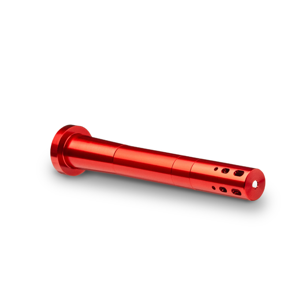 Chill Red Break Resistant Downstem for Bongs, Durable Metal, Front View on White Background