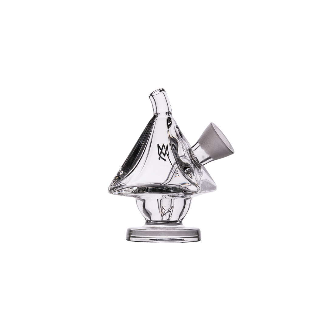 MJ Arsenal King Bubbler in clear borosilicate glass, compact and portable design, 45-degree joint angle, front view.