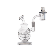 MJ Arsenal Royale Mini Dab Rig, clear borosilicate glass, 5" with banger hanger design, front view