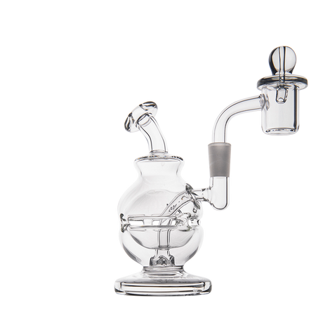 MJ Arsenal Royale Mini Dab Rig, clear borosilicate glass, 5" with banger hanger design, front view