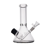 MJ Arsenal Cache Bong in clear borosilicate glass, compact beaker design with 45-degree joint, front view