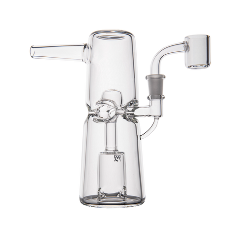 Compact MJ Arsenal Turret Mini Dab Rig with Quartz Bucket - Clear Glass, Front View