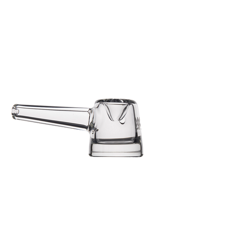 MJ Arsenal Deco Hand Pipe - Compact Clear Glass - Angled Side View on White